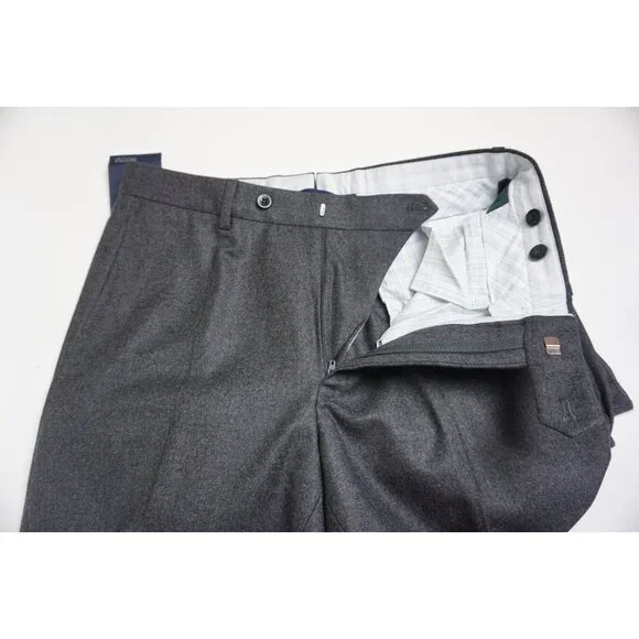 Incotex Medium Gray Flannel Wool Mens Dress Pants Sz 46 NEW